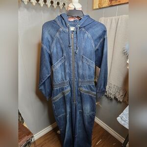 WE THE FREE Denim Jumpsuit w Hoodie